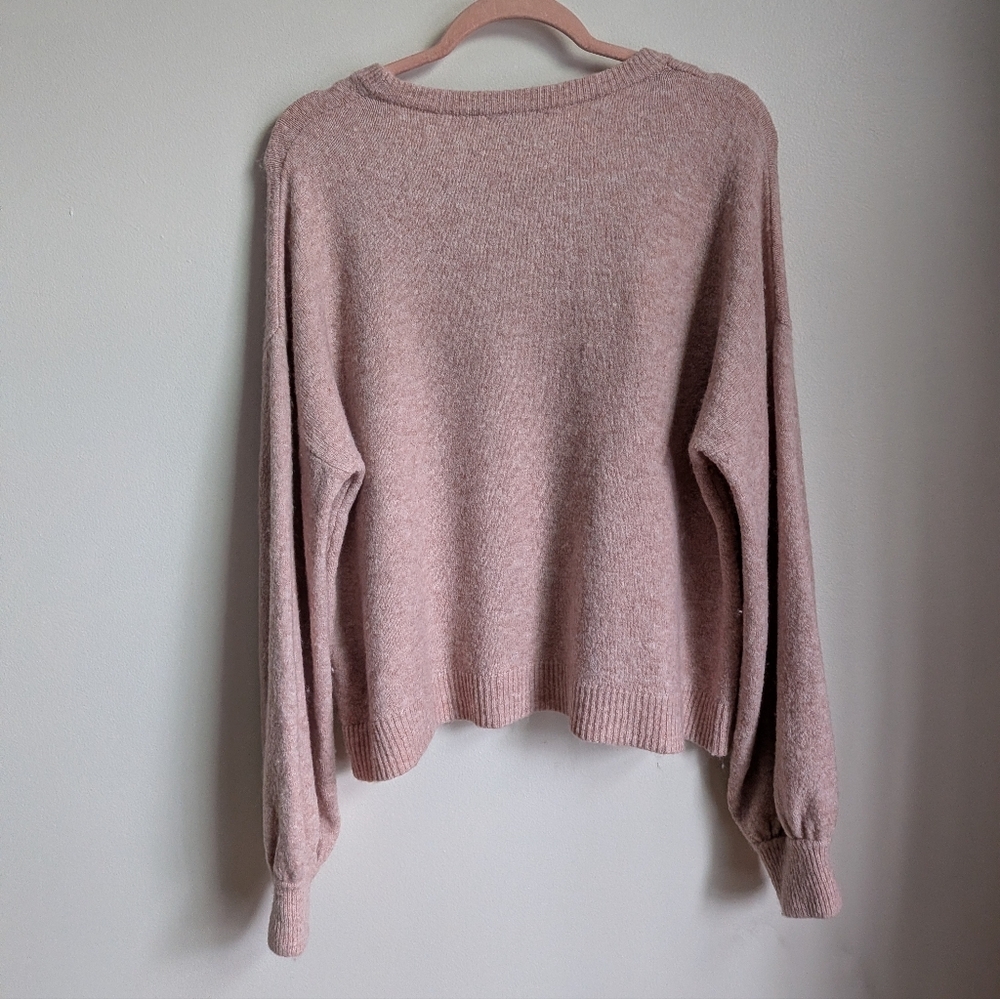 MADEWELL Cream Alpaca Puff Sleeves Dainty Knit Crewneck Sweater Size Large - Picture 12 of 12